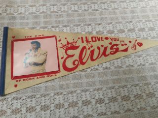 Vintage Elvis Presley Pennant Picture I Love You Elvis With Photo