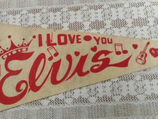 VINTAGE ELVIS PRESLEY PENNANT PICTURE I LOVE YOU ELVIS WITH PHOTO 3