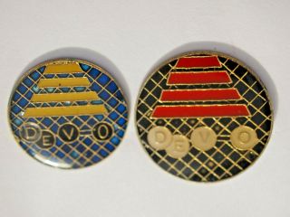 Vintage Devo Music Group Old Enamel Pins,  2 Pins