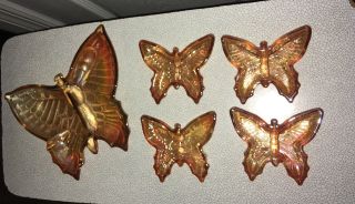 Jeannette Marigold Carnival Glass Butterfly Trinket Dish