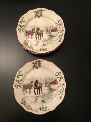 Better Homes And Garden Heritage Christmas Holiday Horse Salad Plates Set Of 4