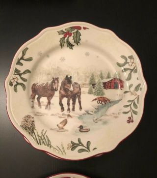 Better Homes and Garden Heritage Christmas Holiday Horse Salad Plates Set of 4 3