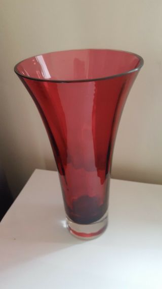 Dartington Cranberry Vase - 28cm Tall