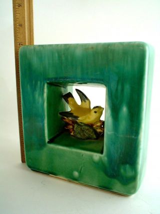 Vintage McCoy Pottery Green Drip Bird Box Planter Signed 7 
