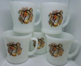 Set 5 Vintage Fire King Tony Tiger Coffee Mugs Cups Esso Exxon Advertisement Euc