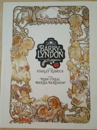 Orig.  1975 Souvenir Preview Program For The Movie " Barry Lyndon " Ryan O 