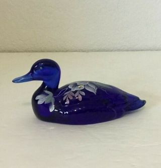 Fenton Blue Hand Painted Duck