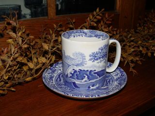 Blue And White Spode Italian Coffee Mug And Saucer Set Christmas Gift Idea