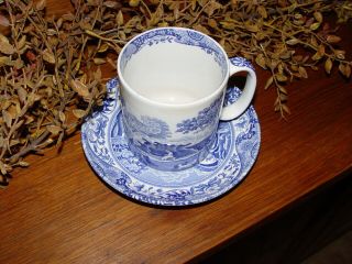 Blue and White Spode Italian Coffee Mug and Saucer Set Christmas Gift Idea 2