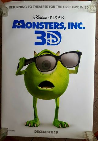 Disney Pixar Monsters Inc 3d Mike Wazowski Double - Sided 27x40 Movie Poster