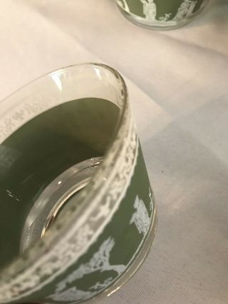 Jeanette Wedgewood Hellenic Jasperware Grecian Green Glass Dessert Cups Bowl 12 8