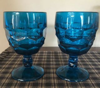 Viking Crystal Georgian Blue Set Of2 Water Goblets.