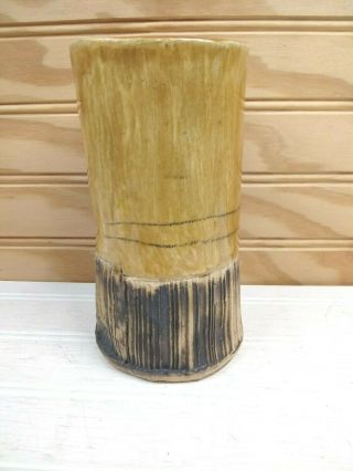 Vintage Studio Art Pottery Vase Pencil Holder Hand Thrown Boho Signed Kk Rustic
