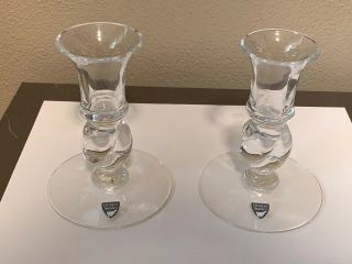 Two (2) Orrefors Crystal Candle Holders Candlesticks