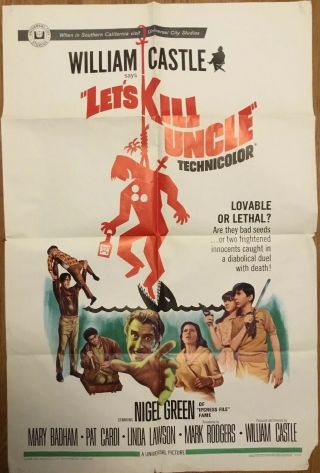 27 X 40 Movie Poster Let’s Kill Uncle William Castle Includes Ad