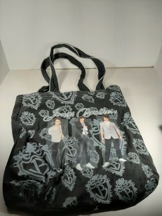 2008 Vintage/euc Jonas Brothers Black Canvas Tote/shopping Shoulder Bag