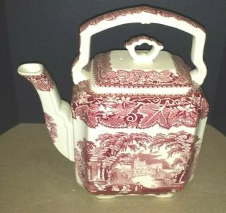 1950 ' s Mason ' s Vista Pink 7 cup Teapot 2
