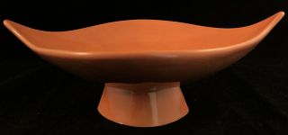 Vtg MCM Ceramic Pedestal Dish Persimmon Orange Signed 2