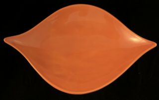 Vtg MCM Ceramic Pedestal Dish Persimmon Orange Signed 3