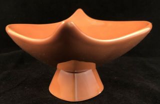Vtg MCM Ceramic Pedestal Dish Persimmon Orange Signed 4