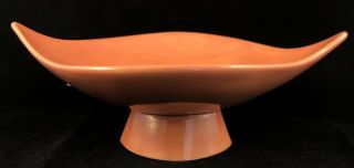 Vtg MCM Ceramic Pedestal Dish Persimmon Orange Signed 5