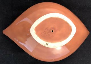 Vtg MCM Ceramic Pedestal Dish Persimmon Orange Signed 6