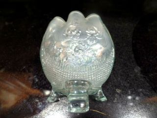 Antique Ice Blue Carnival Glass Footed Rose Vase