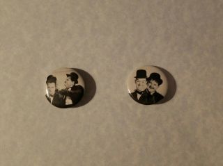 2pc Vintage Laurel & Hardy Comedy Legend Collectible Pinback Buttons 1 1/4 Inch