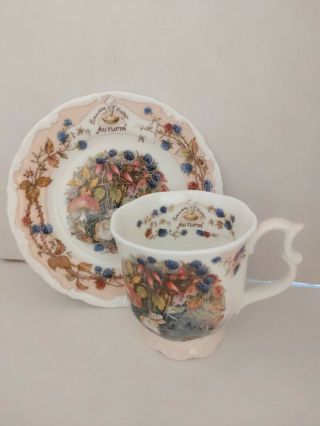 Royal Doulton Brambly Hedge Autumn Beaker Footed Mug Cup And Tea Plate 6 "