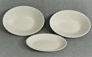 Johnson Brothers Regency White Swirl Oval Relish Tray 8x5 & 2 Serving Bowls 9x7