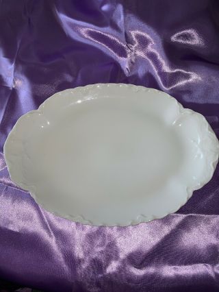 Vintage Ranson White Oval Serving Platter 11 1/2 " Scalloped Haviland