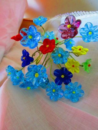 Vintage Murano Bound Bouquet Of Hand Blown Glass Flowers