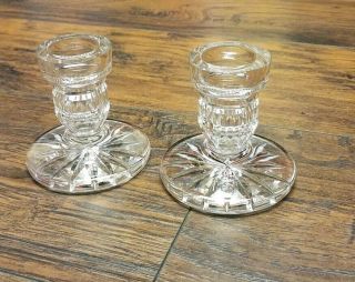 Vintage Waterford Crystal Low Candlestick Holders 3.  5 " Tall