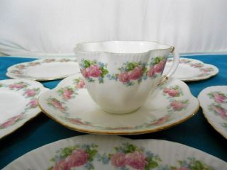 Shelley Dainty Roses Cup & Saucer & 5 Dainty 5 3/4 In Flat Cake Plates