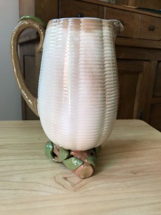Secla Fondeville Portugal Pitcher by Fred Farrell Footed Pottery Jug 8 1/2 