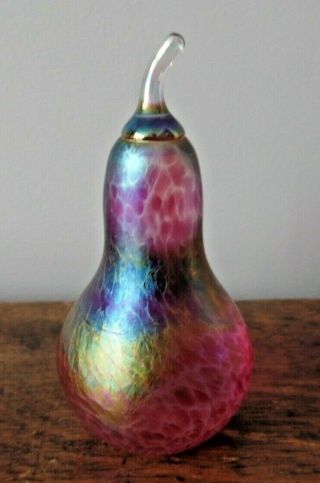 Small Glasform Iridescent Art Glass Pink Pear