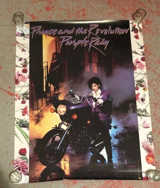 Prince Orig.  Purple Rain 1984 Large Record Store Promo Poster 32 /12 " L X 25 " W