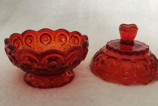 Amberina Red Orange Glass Bowl Candy Dish With Lid 7.  6 