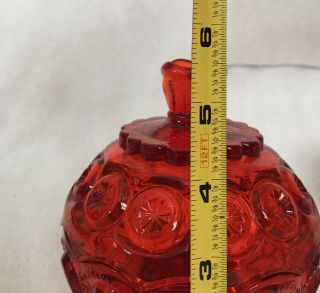 Amberina Red Orange Glass Bowl Candy Dish With Lid 7.  6 