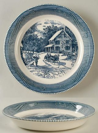 Royal (usa) Currier & Ives Blue 10 " Pie/baking Plate 9360955