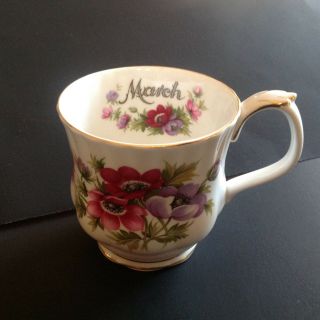 Vintage Royal Albert March Mug Flower Of The Month Anemone England