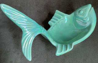 California Originals Pottery Rare Green Iridescent Fish Ashtray Candy Dish B - 812