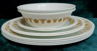 Set of 10 Vintage Corelle Butterfly Gold Dinner Lunch Dessert Plates & Bowls 5