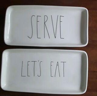 Rae Dunn Large Platter Set: Lets Eat And Serve Large Letters