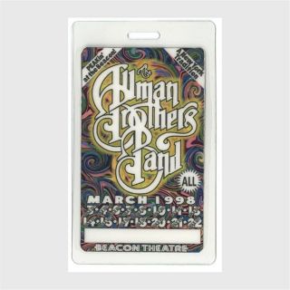 Allman Brothers Authentic 1998 Concert Laminated Backstage Pass 15 Peachy Nights