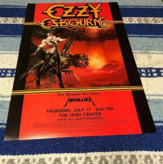 Vintage Ozzy Osbourne Concert Poster Ultimate Sin Vintage Metallica