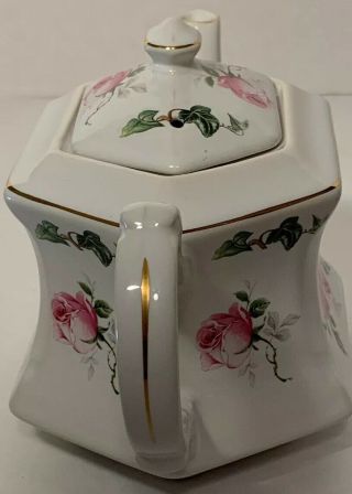 Vintage China Teapot with Lid American Beauty Pattern Pink Roses 5