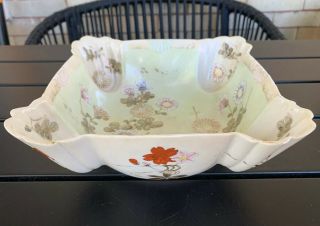 Vtg Porcelain China Square Floral Decorated Bowl Dish Hand Painted Japan