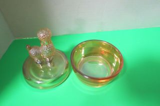 Vintage Jeanette Art Glass Poodle Candy Dish Powder Jar With Lid 6 
