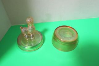 Vintage Jeanette Art Glass Poodle Candy Dish Powder Jar With Lid 6 
